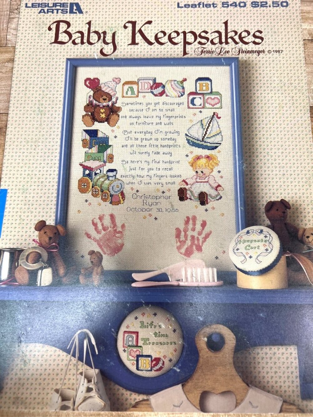 Baby Keepsakes Handprint Cross-Stitch Sampler Pattern By Leisure Arts Leaflet - Picture 2 of 3
